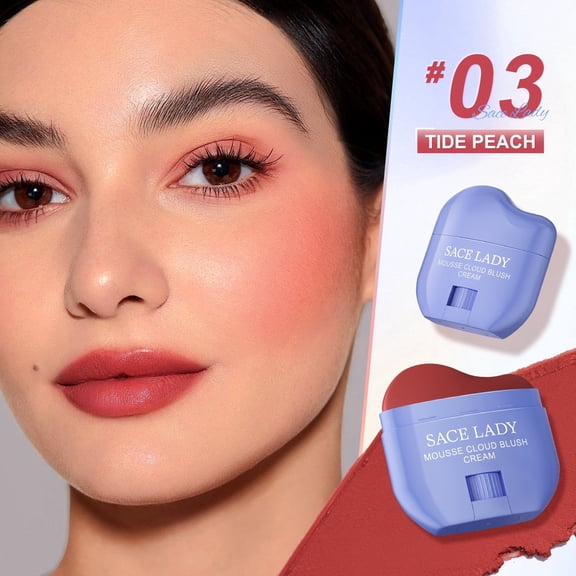 SACE LADY Natural Blush Face Makeup No Drying Pigmented Smooth Blush Cream Nourishes Lip Eye Cheek Cosmetics 0.31Oz (03)
