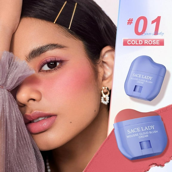SACE LADY Natural Blush Face Makeup No Drying Pigmented Smooth Blush Cream Nourishes Lip Eye Cheek Cosmetics 0.31Oz