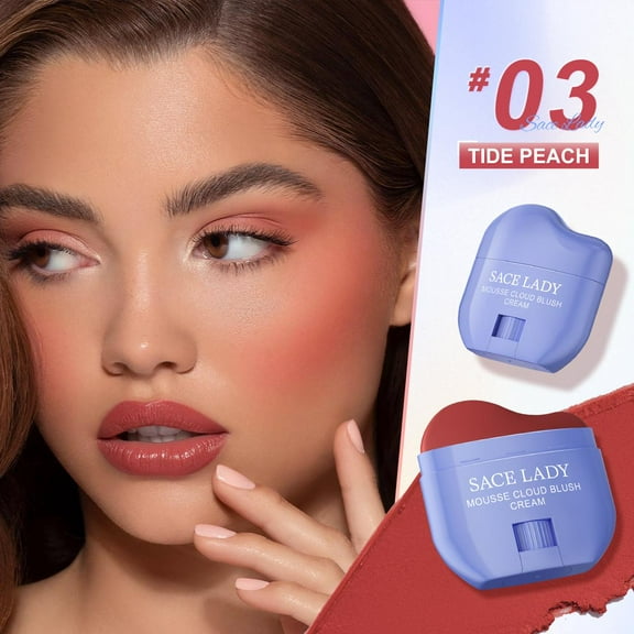 SACE LADY Natural Blush Face Makeup No Drying Pigmented Smooth Blush Cream Nourishes Lip Eye Cheek Cosmetics 0.31Oz