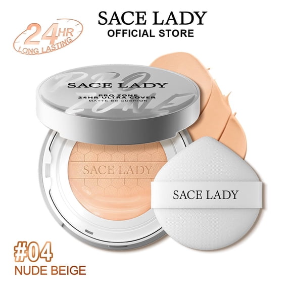 SACE LADY Oil Control BB Cushion Foundatiaon Long Lasting Full Coverrage Natural Foundation With SPF 30+ Waterproof Face Makeup 0.35Oz