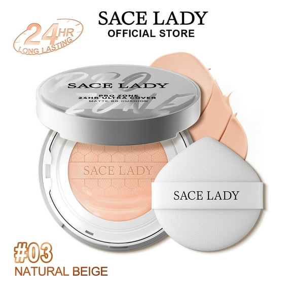 SACE LADY Oil Control BB Cushion Foundatiaon Long Lasting Full Coverrage Natural Foundation With SPF 30+ Waterproof Face Makeup 0.35Oz