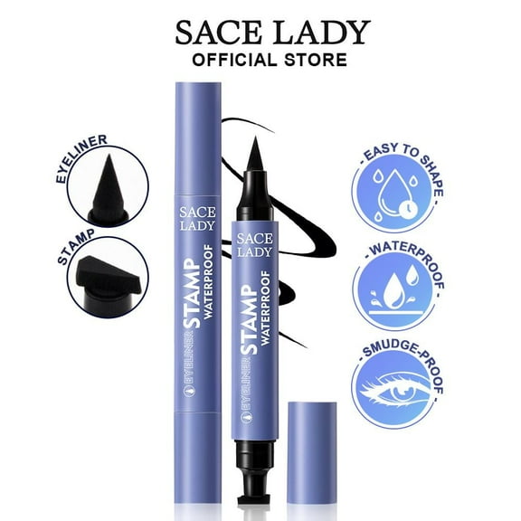 SACE LADY Waterproof Stamp Eyeliner Makeup Black Smudge-proof Pigmented Winged Liquid Eye Liner Pen