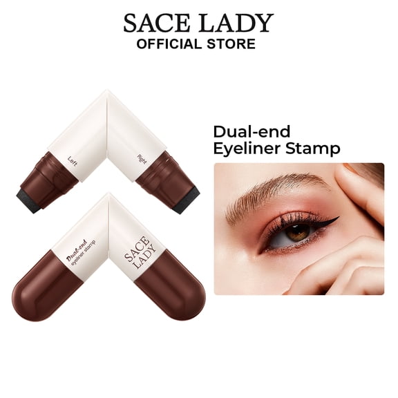 SACE LADY Winged Eyeliner Stamp Pen, Dual-Ended Rotating Eyeliner with Wing Stamp, Long-Lasting, Quick-Dry Smudge-Resistant Cat Eye Makeup (Brown)