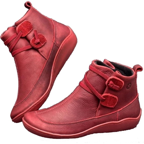 SACFOF Ankle Boots for Women Arch Support Womens Low Heel Fashion Lac Up Zipper Booties Casual Walking Short Bootie Slip On Vintage Leather Ladies Sneaker Fall Winter Outdoor Flat Roman Shoes