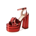 thumbnail image 1 of SACFOF Chunky Platform Heels for Women Open Toe Bow Heels with Ankle Strap Wedding Party Office Summer Sandals, 1 of 6