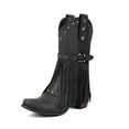 thumbnail image 1 of SACFOF Cowboy Boots for Women Cowgirl with Fringe Star Studded Pointed Toe Chunky Heel Pull-On Western Country Boot, 1 of 6