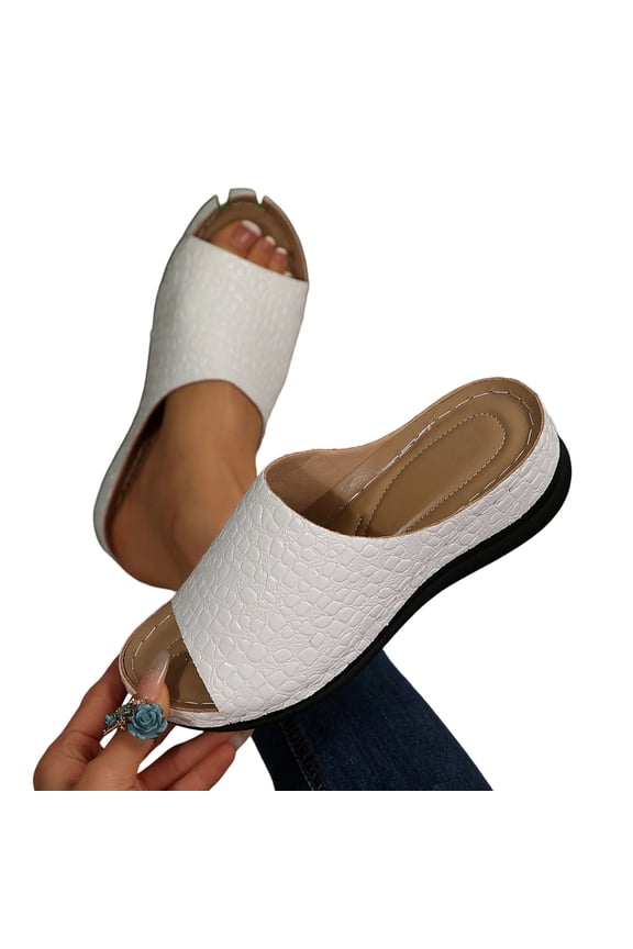 Damping Sole Upgradation Stretch Lightweight Sandals Orthopedic Arch Support Flat Slip on Wide Width Leather Platform Wedge Slides Heels Sandals Diabetic Walking Summer Shoes