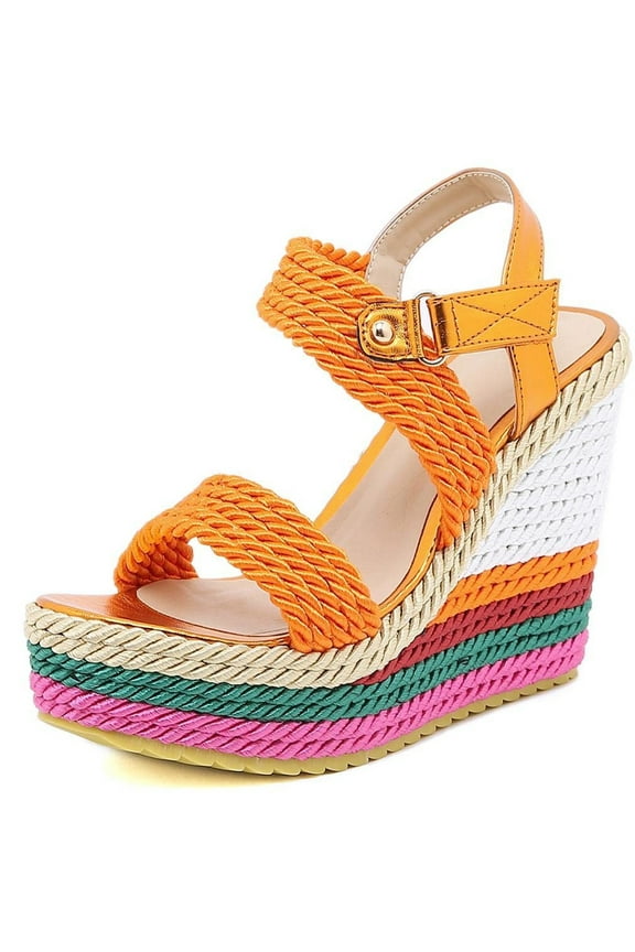 Espadrille Wedge Sandals for Women Braided Silk Ribbon Platforms Open Toe Buckle Ankle Strap Summer High Heels Wedding Shoes