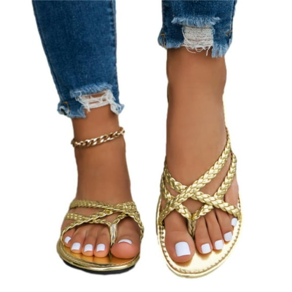 SACFOF Flat Sandals for Women Dressy Summer Beach Sandals Slip On Comfortable Sandals Casual Flip Flops Wedding Party Shoes