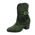 thumbnail image 1 of SACFOF Fringe Ankle Cowboy Boots for Women Pull on Fringe Short Cowgirl Booties Western Fringed Tassel Ankle Boots, 1 of 6
