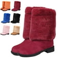 thumbnail image 1 of SACFOF Fur Boot for Women Comfortable Fuzzy Knee High Boots Round Toe Warm Snow Boots Fashion Winter Boots Y2K, 1 of 6