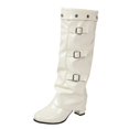 thumbnail image 1 of SACFOF Knee High Boots Women Fall Slouchy Fold Over Tall Boots Round Toe Chunky Heel Pleated Fold Over Knee High Boot, 1 of 6