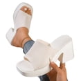 thumbnail image 1 of SACFOF Knit Heeled Sandals for Women, Comfortable Fashion Summer Sexy Open Toe Increase Height Slip On Beach Block Heel Slippers for Outdoor Indoor Party, 1 of 6