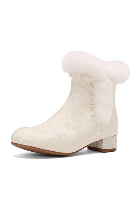 Lace Wedding Boots for Bride Block Heel Bridal Ankle Booties Wedding Heels Bride Shoes