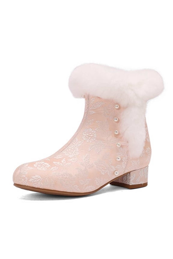 Lace Wedding Boots for Bride Block Heel Bridal Ankle Booties Wedding Heels Bride Shoes