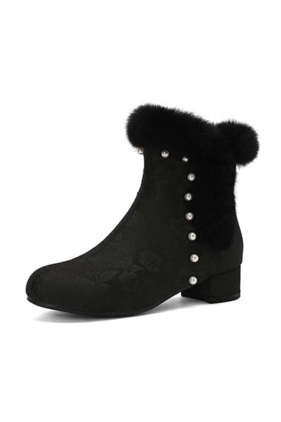 Lace Wedding Boots for Bride Block Heel Bridal Ankle Booties Wedding Heels Bride Shoes