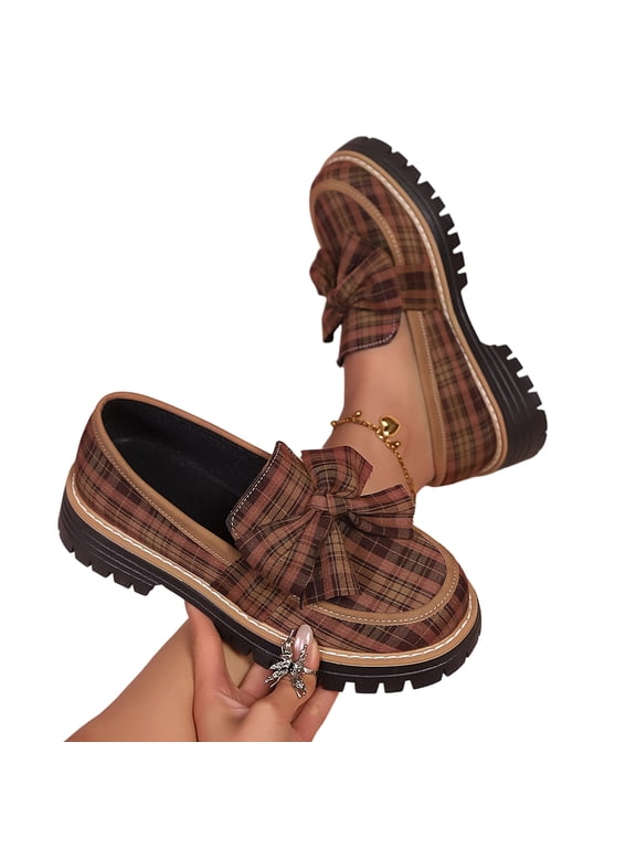 Loafers for Women Comfort Round Toe Slip On Anti Slip Low Chunky Heel Penny Loafers for Work Daily Casual Dressy