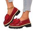 thumbnail image 1 of SACFOF Patent Leather Bow Loafers for Women Comfort Round Toe Slip On Anti Slip Low Chunky Heel Penny Loafers for Work Daily Casual Dressy, 1 of 7