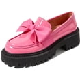 thumbnail image 1 of SACFOF Patent Leather Loafers for Women Slip-On Platform Chunky Heel Bow Loafers Dress Oxfords Shoes Casual Business Work Shoes, 1 of 6