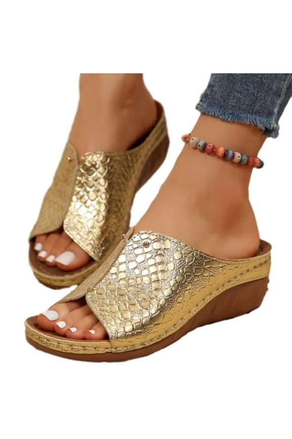 Sandals for Women Orthopedic Sandals Arch Support Summer Lightweight Beach Travel Low Wedge Slippers