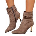 thumbnail image 1 of SACFOF Sexy Slouch Ankle Boots for Women with Fashion Mid Stiletto Heels Pointed Toe Bootie, 1 of 6