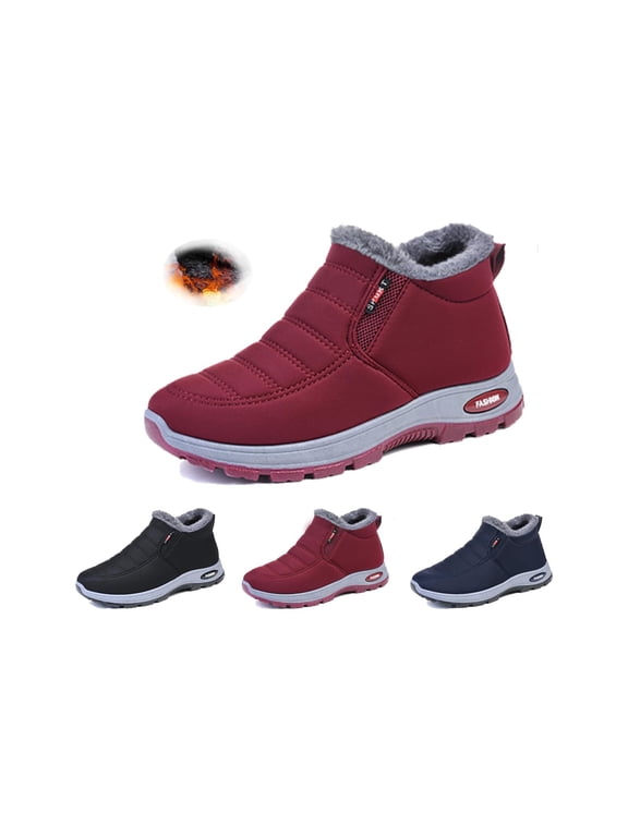 Snow Boots for Women Winter Warm Sheepskin-lined Waterproof Non Slip Orthopedic Shoes Ankle Sneakers with Arch Support Outdoor Slip on Barefoot Shoes Lightweight Thermal Soft Walking Booties