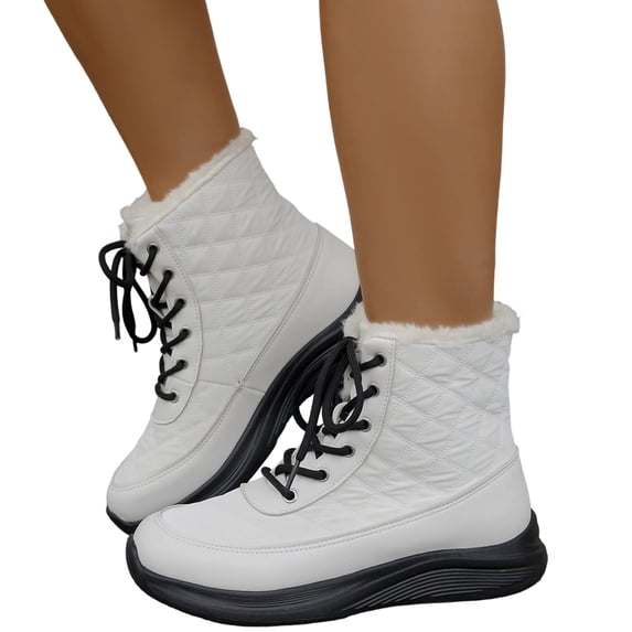 SACFOF Snow Boots for Women - Waterproof Booties with Warm Fur Lined Lace-up Shoes for Winter Outdoor