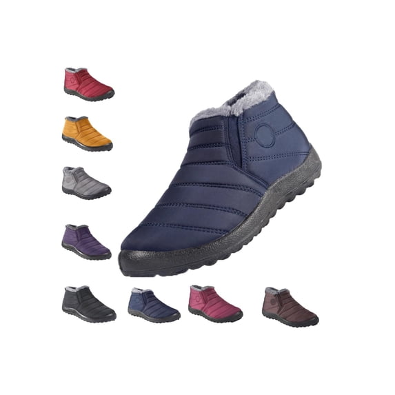 SACFOF Snow Boots for Women Winter Warm Ankle Booties Waterproof Comfortable Slip On Outdoor Fur Lined Lining Womens Snow Boots