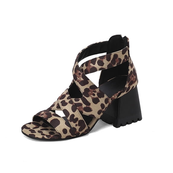 SACFOF Stylish Peep Toe Block Chunky Heel Sandals Women d’Orsay Hollow-Out Heeled Booties Party Dating Shopping Vacation