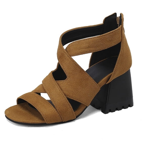 SACFOF Stylish Peep Toe Block Chunky Heel Sandals Women d’Orsay Hollow-Out Heeled Booties Party Dating Shopping Vacation