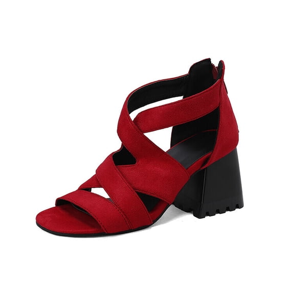 SACFOF Stylish Peep Toe Block Chunky Heel Sandals Women d’Orsay Hollow-Out Heeled Booties Party Dating Shopping Vacation