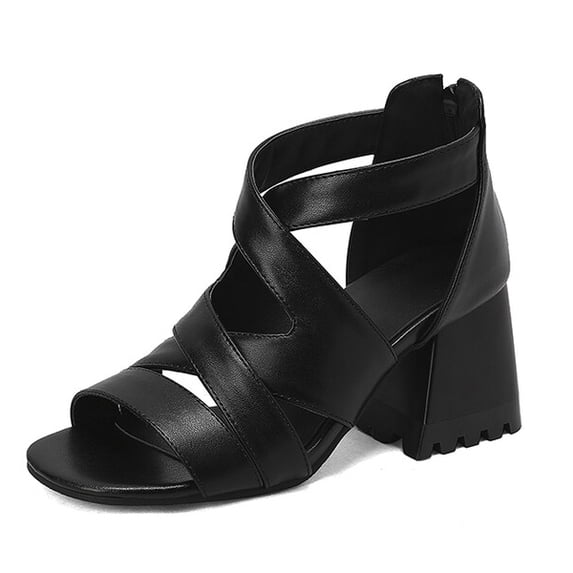 SACFOF Stylish Peep Toe Block Chunky Heel Sandals Women d’Orsay Hollow-Out Heeled Booties Party Dating Shopping Vacation