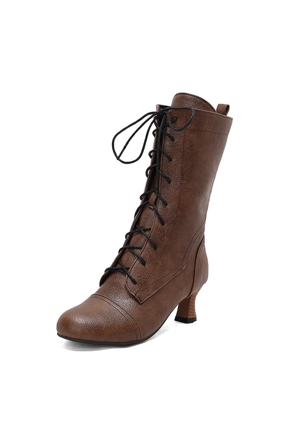 Victorian Boots for Women Vintage Lace Up Ankle-High Booties Costume Goth Booties Halloween Witch Stuff Cuban Heel Granny Boots