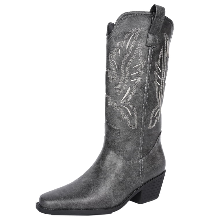 SACFOF Western Cowboy Boots for Women Cowgirl Mid Calf 