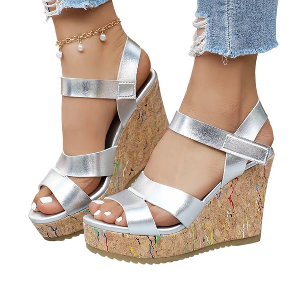 SACFOF Wide Width Platform Wedge Sandals for Women: Comfortable Low Heel Open-Toe Summer Shoes with Adjustable Ankle Strap