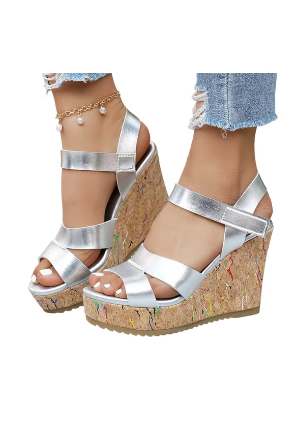 Wide Width Platform Wedge Sandals for Women: Comfortable Low Heel Open-Toe Summer Shoes with Adjustable Ankle Strap