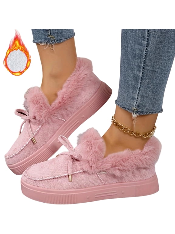 Winter Boots For Women 2026 Snow Boots Warm Ankle Booties Slip On Fur Lined Comfortable Fashion Casual Loafers Shoes