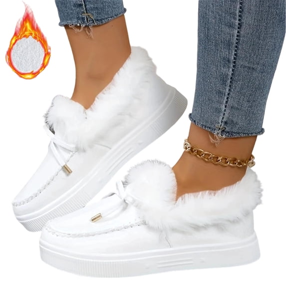 SACFOF Winter Boots For Women 2026 Snow Boots Warm Ankle Booties Slip On Fur Lined Comfortable Fashion Casual Loafers Shoes
