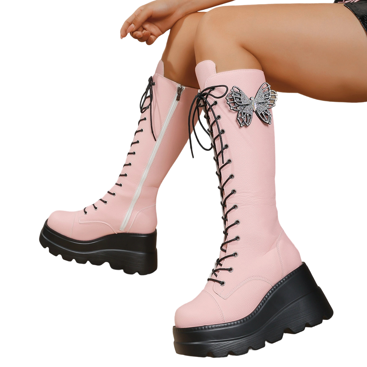 SACFOF Women Platform Punk Goth Mid Calf Boots Chunky High Heel Side Zip Butterfly Wings Knee High Motorcycle Combat Booties: A Practical Buying Guide