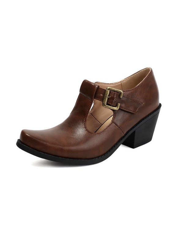 Women Retro Chunky Heel Mary Jane Shoes Round Toe Ankle Strap Dress Pumps Sandals 2.36 inch Mid Block Heel Mary Janes Two Tone Matte Buckle Retro Comfort Wedding Casual Ladies