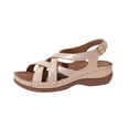 thumbnail image 1 of SACFOF Women's Beach Criss Cross Low Wedge Shoes Summer Dressy Platform Flats Buckle Ankle Strap Open Toe Wedges Walking Comfy Casual Buckle Sandals, 1 of 6