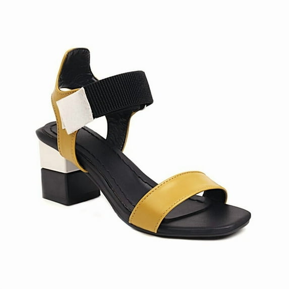 SACFOF Women's Chunky Low Heel Pump Sandals Peep Toe Ankle Strap Dress Wedding Party Evening Office Shoes Sandals