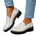 thumbnail image 1 of SACFOF Women's Chunky Platform Loafers Round Toe Rhinestone Casual Business Work Shoes Comfort Slip-on Casual Shoes, 1 of 7