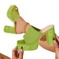 thumbnail image 1 of SACFOF Women's Chunky Platform Sandals Block Heel - Slip On Elastic Band Dressy Shoes Square Toe Comfort Soles, 1 of 6