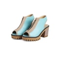 thumbnail image 1 of SACFOF Women's Chunky Stacked High Heel Sandals Peep Toe Front Zipper Cutout Platform Block Heeled Sandal, 1 of 6