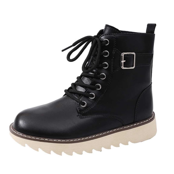 SACFOF Women's Combat Boots Rave Boots for Women Booties Motorcycle Fashion Buckle Goth Chunky Heel