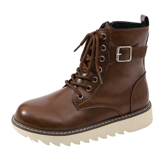 SACFOF Women's Combat Boots Rave Boots for Women Booties Motorcycle Fashion Buckle Goth Chunky Heel