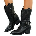 thumbnail image 1 of SACFOF Women's Cowboy Boots Pull On Cowgirl Booties Pointed Toe Low Chunky Heel Classic Short, 1 of 7
