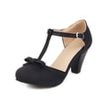 thumbnail image 1 of SACFOF Women's Cute Retro Rockabilly Shoes T Strap Mary Janes Heels Chunky Cosplay Shoes Sweet Block Heeled Bow Pumps, 1 of 6