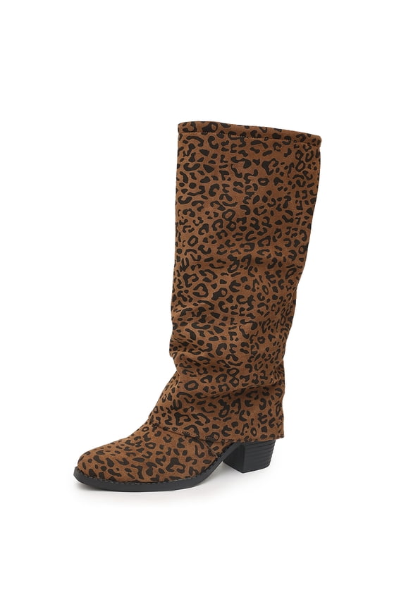 Women's Denim Block Heel Fold Over Knee Boots Fashion Pull On low chunky heel Casual Long Boots Y2K Cowgirl Wide-Calf Boots
